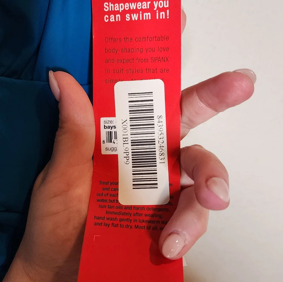 NWT Spanx Blue Shaping Halter one piece swimsuit. Women's size 8. - Picture 11 of 16